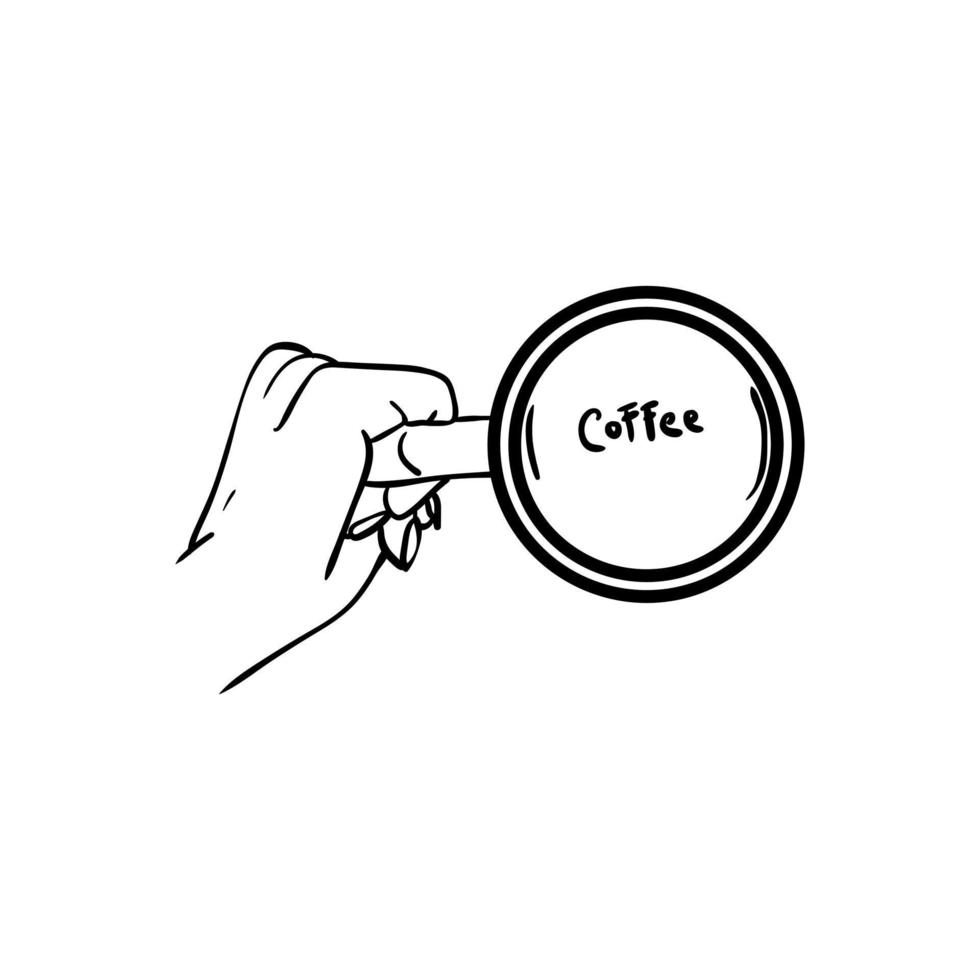Hand hält eine Tasse Kaffee-Symbol, Strichzeichnungen der Hand, die eine Tasse Kaffee hält vektor