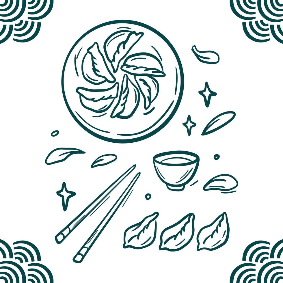 Sammlung von asiatischen Lebensmitteln ClipArt. Jiaozi-Illustration vektor