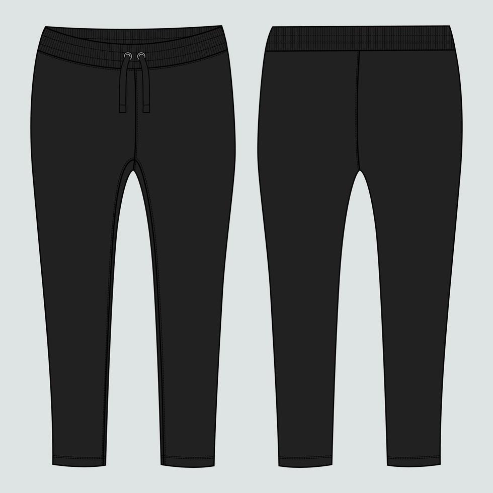 Damen Legging Hose technische Mode flache Skizze Vektor Illustration Vorlage Vorder- und Rückansicht