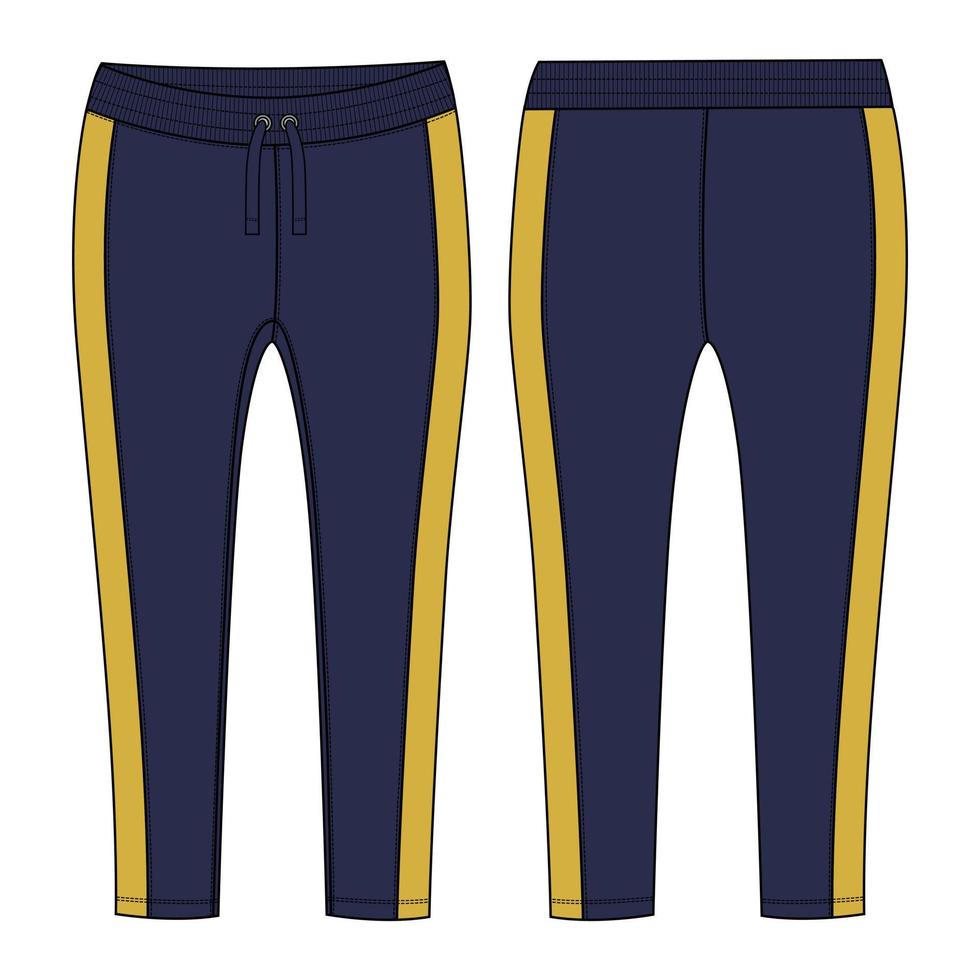 Damen Legging Hose technische Mode flache Skizze Vektor Illustration Vorlage Vorder- und Rückansicht