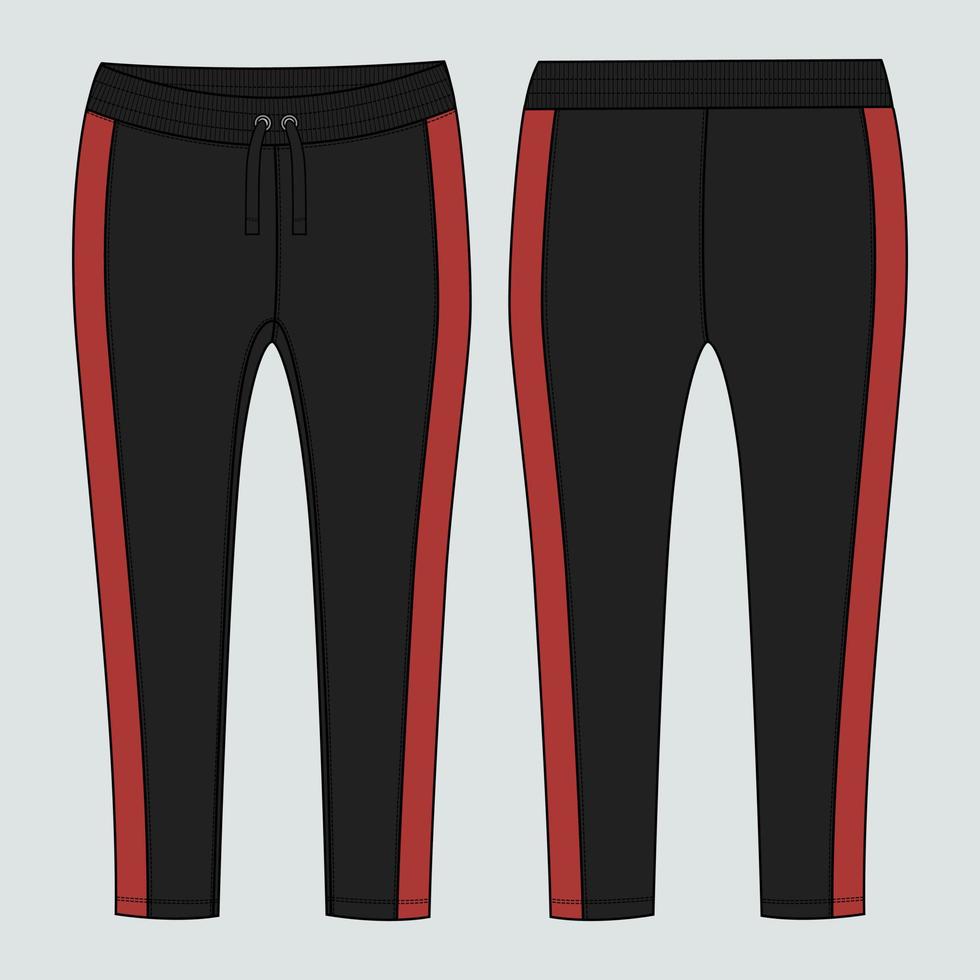 Damen Legging Hose technische Mode flache Skizze Vektor Illustration Vorlage Vorder- und Rückansicht