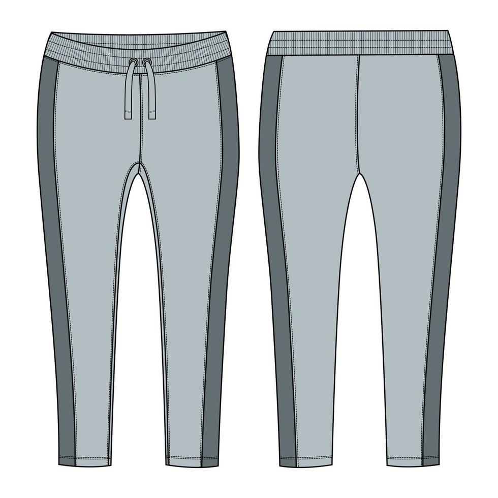 Damen Legging Hose technische Mode flache Skizze Vektor Illustration Vorlage Vorder- und Rückansicht