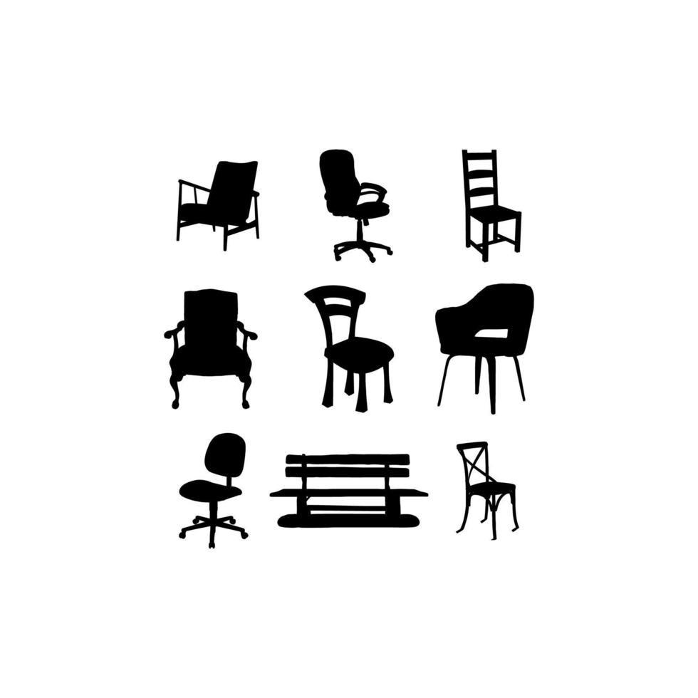 Stuhl sitzen Sammlung Set Icon Design vektor