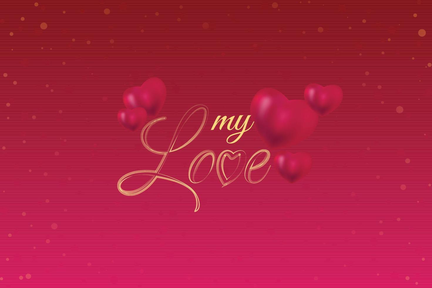 min kärlek ord hand dragen text och kalligrafi med hjärtan på rosa bakgrund vektor