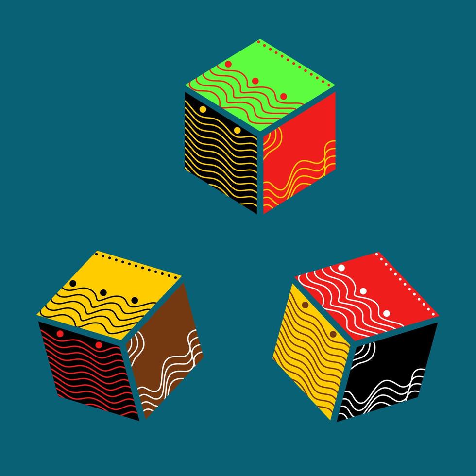 söt kub med mönster i platt design illustration vektor