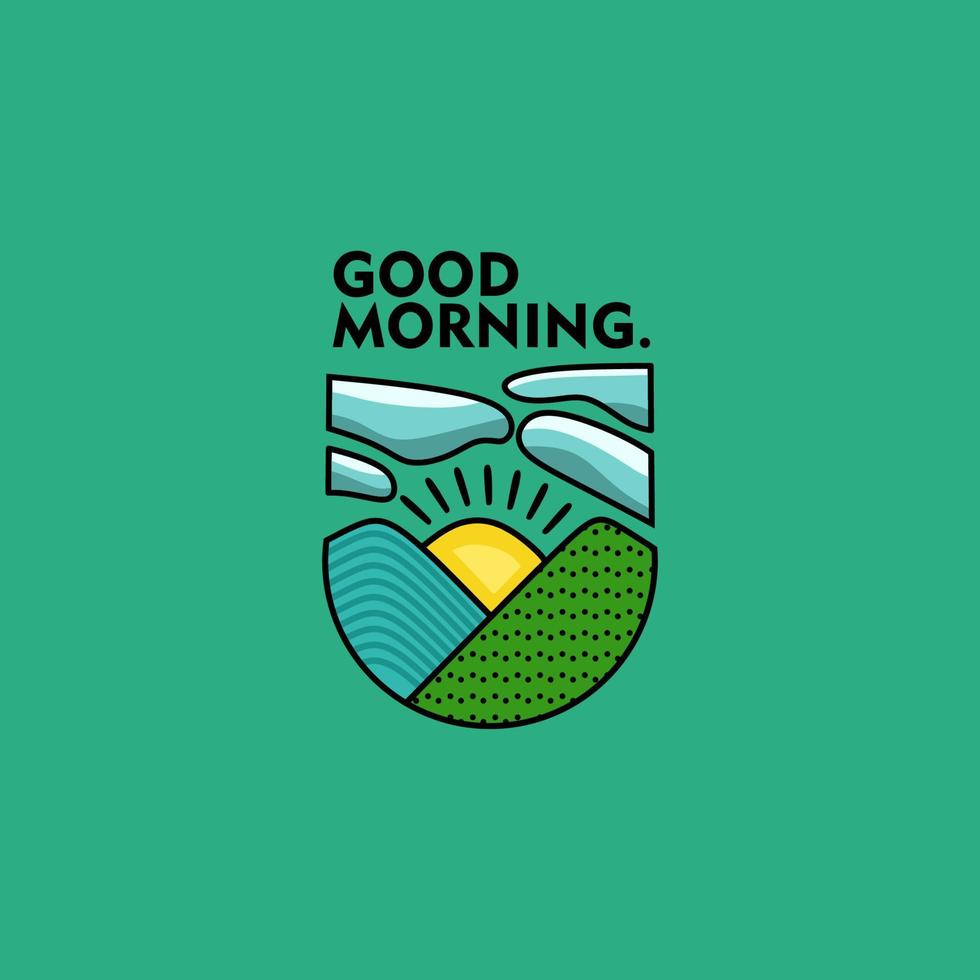 Guten-Morgen-Logo-Illustration im flachen Design vektor