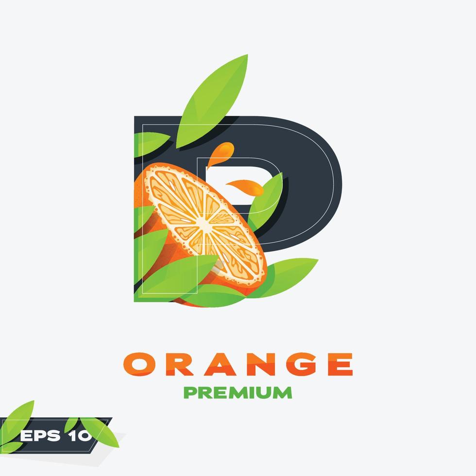 alphabet p orange obst ausgabe vektor