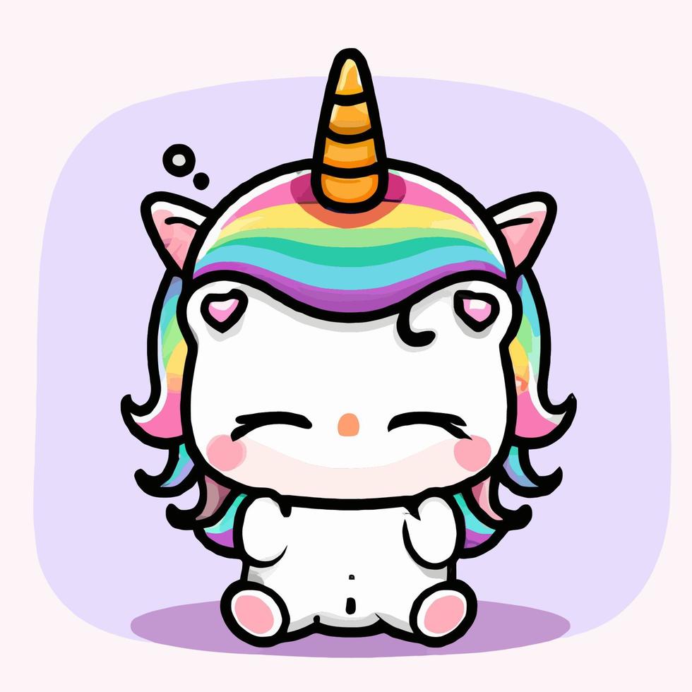 niedliche einhornillustration einhorn kawaii chibi vektorzeichnungsart einhornkarikatur vektor