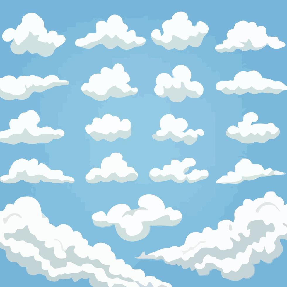 vektor moln samling moln uppsättning ikon