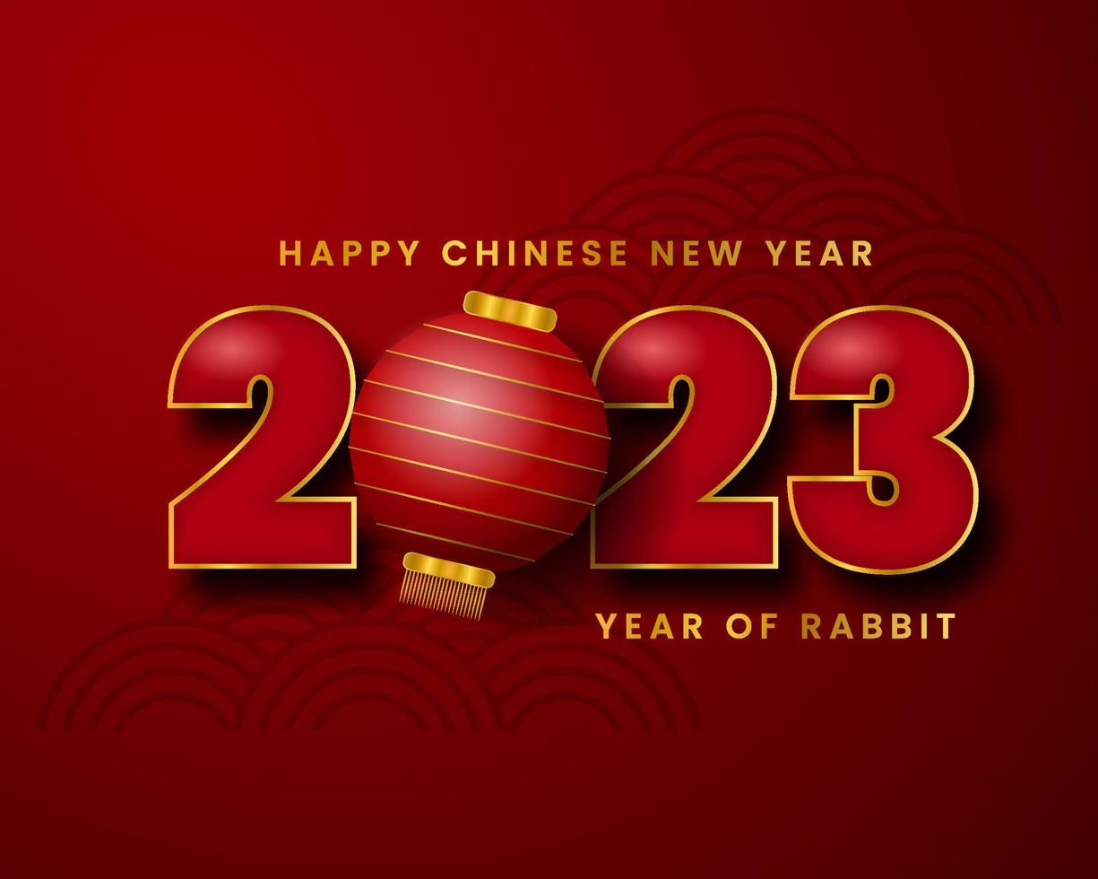 2023 chinesisches neujahr roter hintergrund mit laterne. festliche geschenkkartenvorlagen mit realistischen 3d-designelementen. Banner, Webposter, Flyer und Broschüren, Grußkarten. vektor