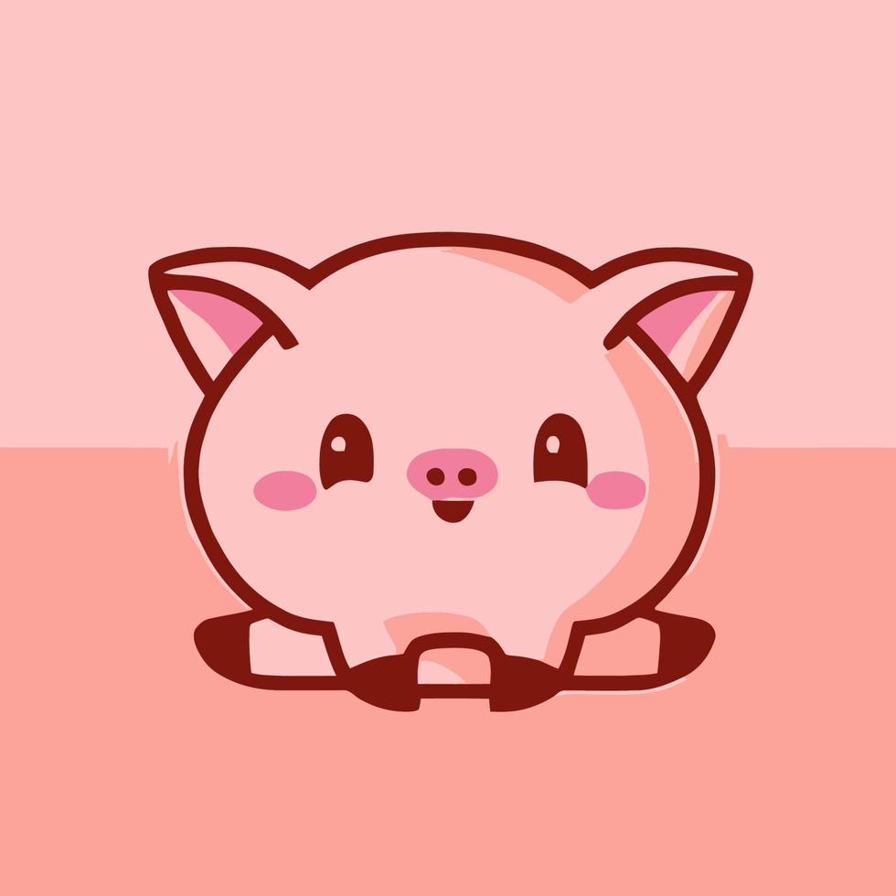 niedliche schweinillustration schwein kawaii chibi vektor zeichenstil schwein cartoon