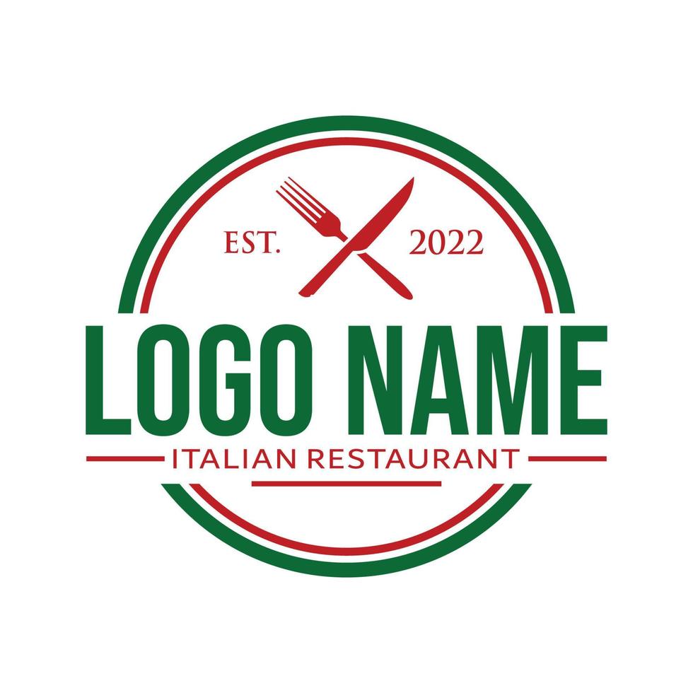 italiensk mat vektor logotyp design illustration, italiensk restaurang logotyp bricka design ikon mall