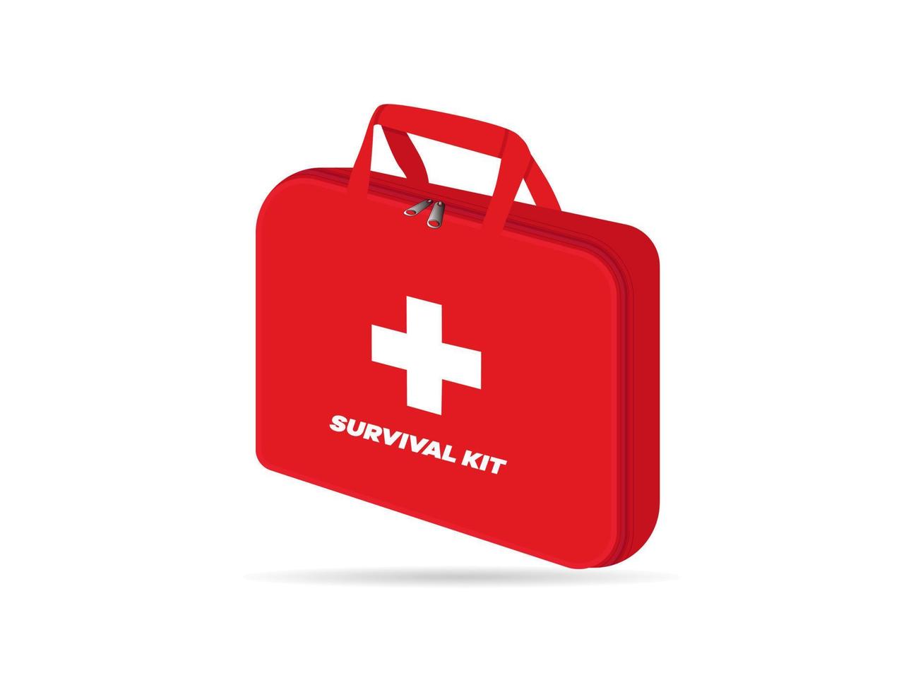 Survival-Kit-Tasche - medizinische Ausrüstung oder Erste-Hilfe-Ausrüstung isoliert auf weißem Hintergrund vektor