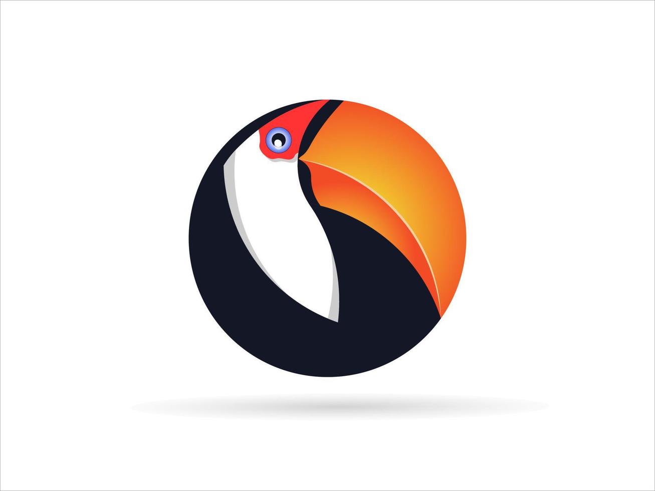 Kreis-Tukan-Vogel-Logo - Maskottchen-Design. Vektor-Illustration Tukan auf weißem Hintergrund vektor