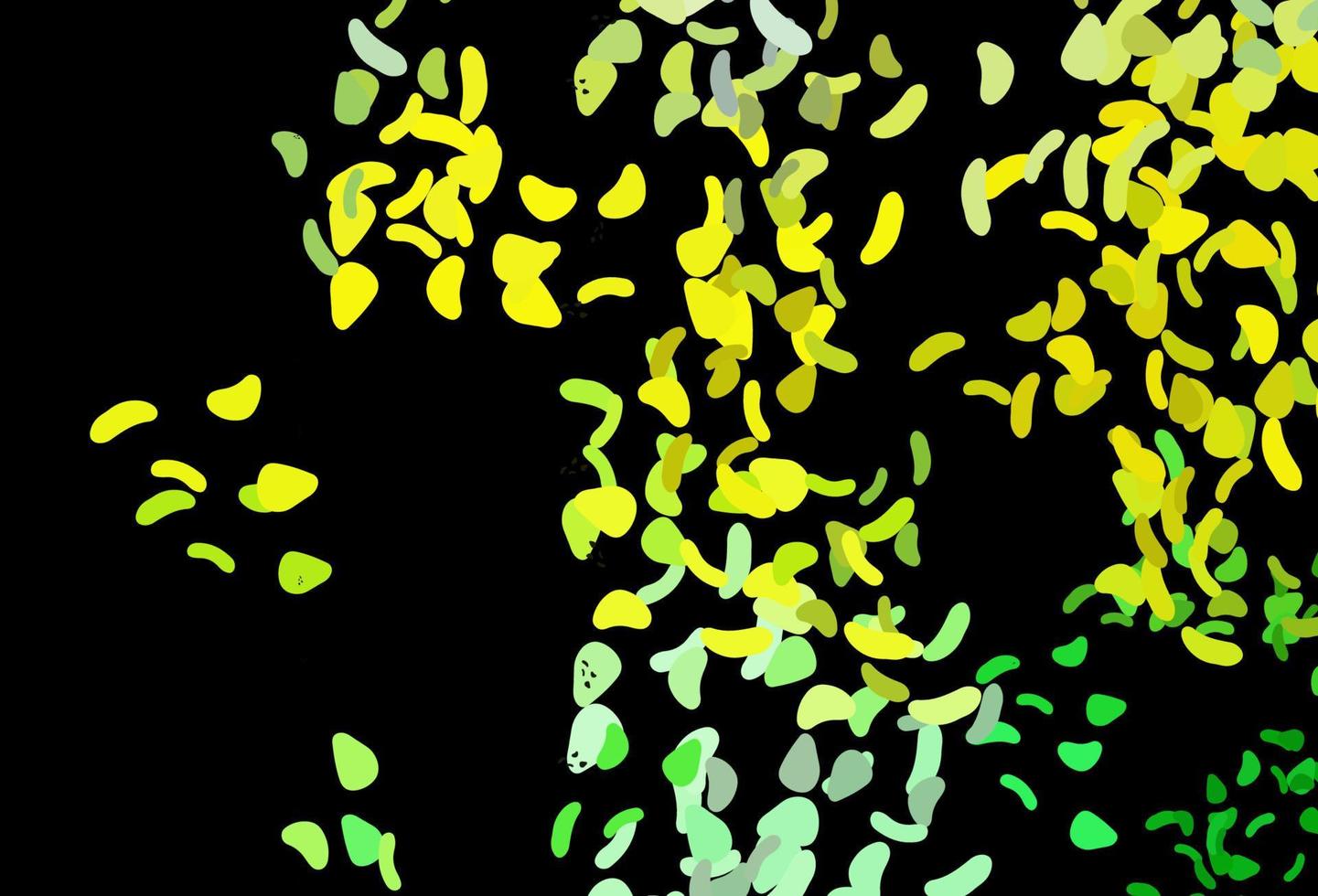 dunkelgrünes, gelbes Vektormuster mit chaotischen Formen. vektor