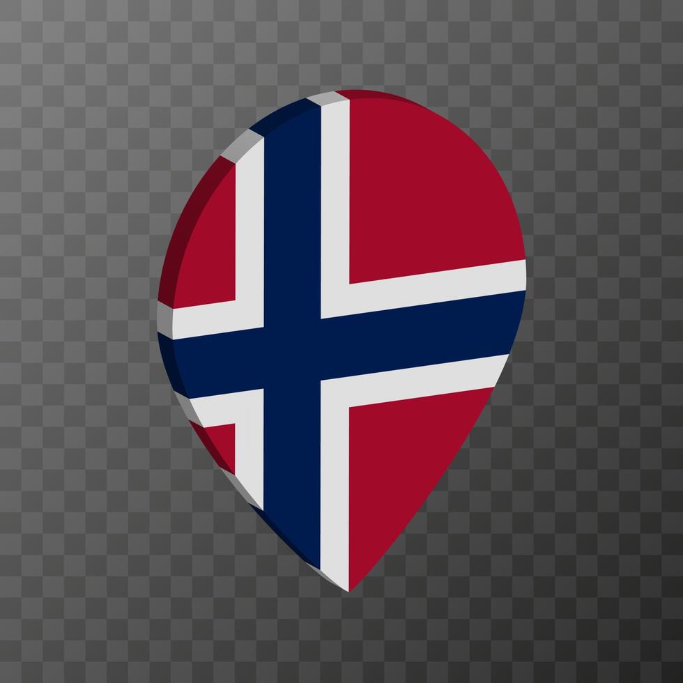 Kartenzeiger mit Norwegen-Flagge. Vektor-Illustration. vektor