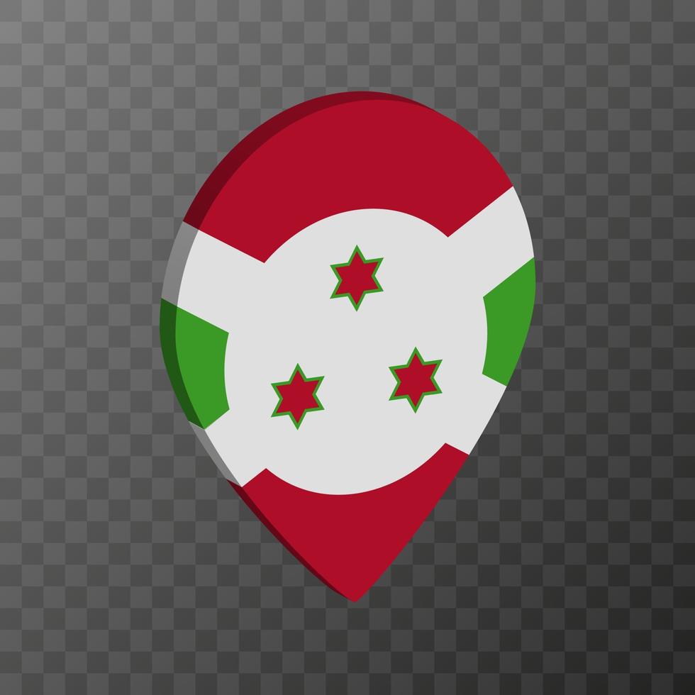Kartenzeiger mit Burundi-Flagge. Vektor-Illustration. vektor