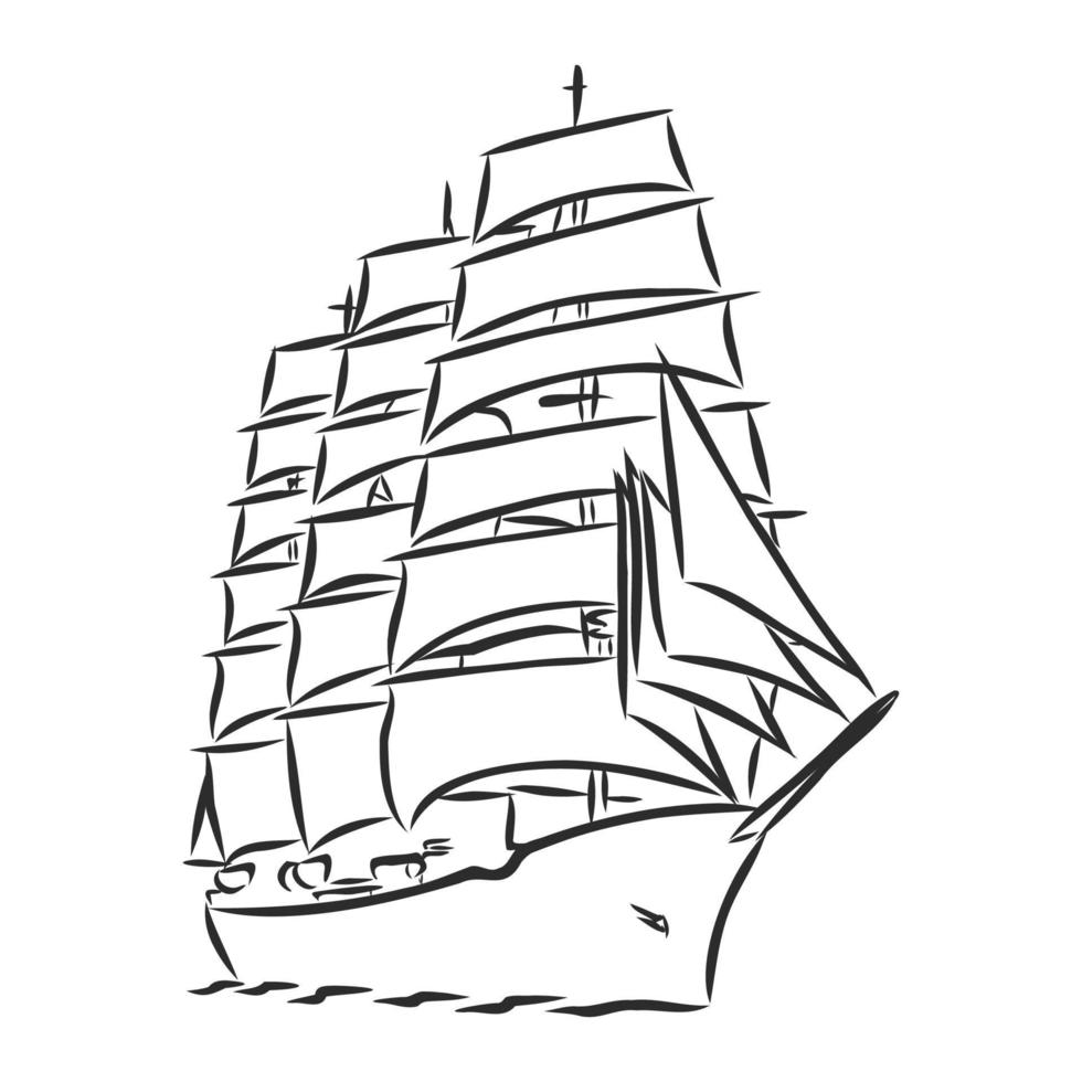 segling fartyg vektor skiss