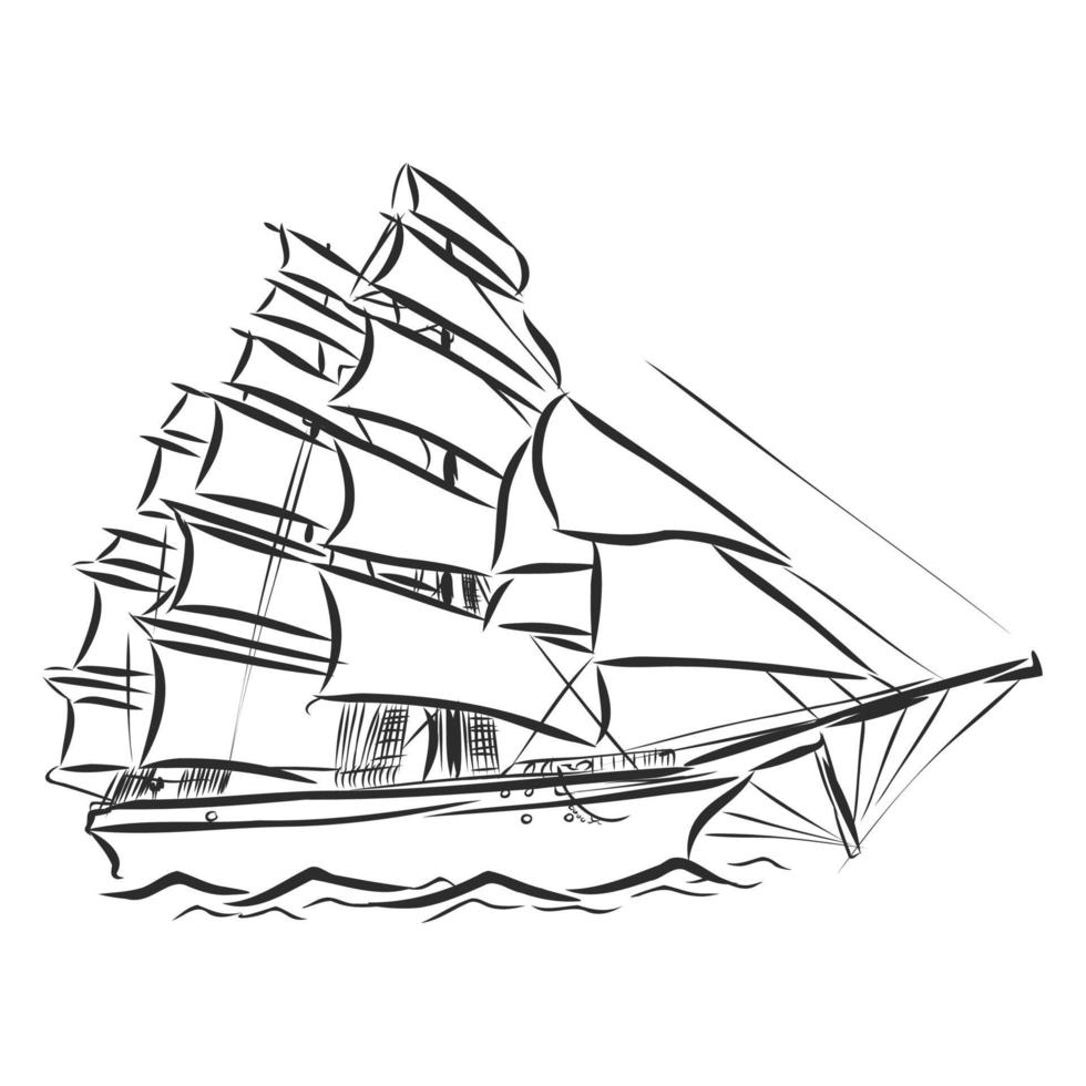 segling fartyg vektor skiss