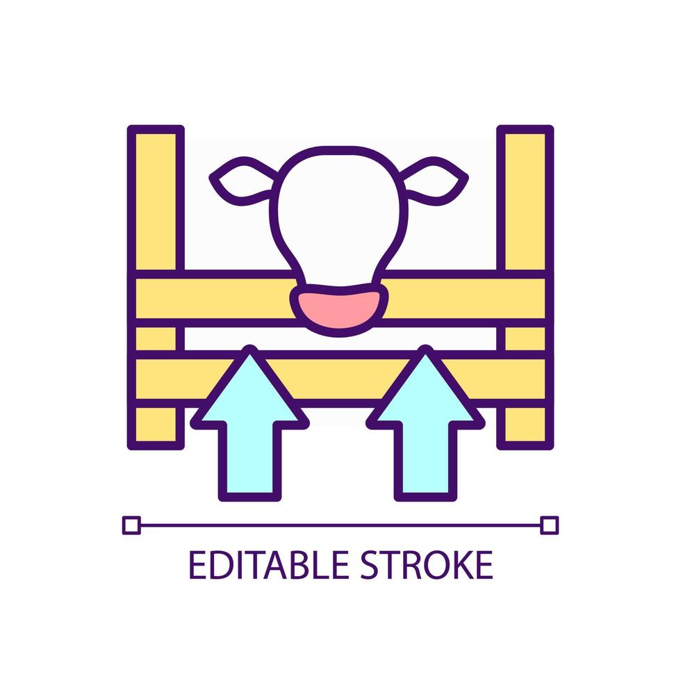 RGB-Farbsymbol für zunehmende Tierproduktion. mehr Kühe auf dem Hof. Methode zum Aufwachsen von Rindern. isolierte Vektorillustration. einfache gefüllte Strichzeichnung. editierbarer Strich vektor