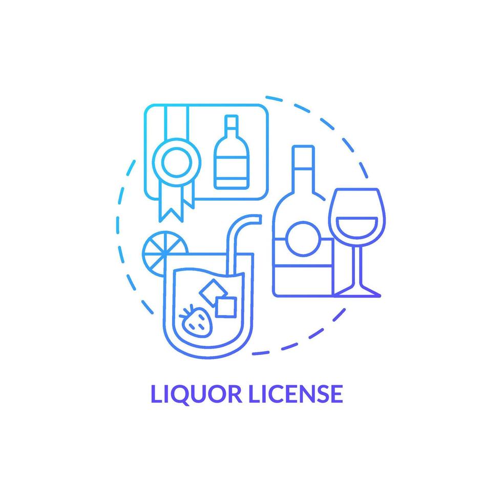 sprit licens blå lutning begrepp ikon. tillåta till tjäna alkohol abstrakt aning tunn linje illustration. alkoholhaltig drycker konsumtion. isolerat översikt teckning vektor