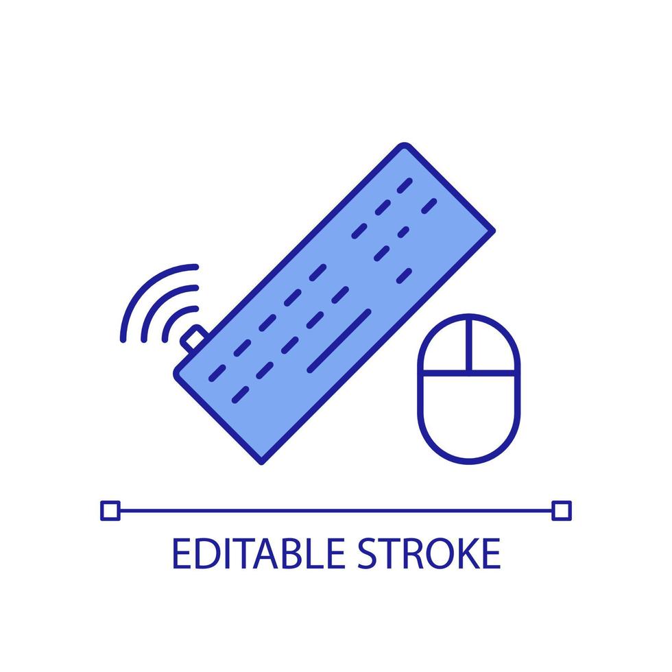 trådlös tangentbord och mus rgb Färg ikon. dator Tillbehör. teknologi för Hem och kontor. isolerat vektor illustration. enkel fylld linje teckning. redigerbar stroke