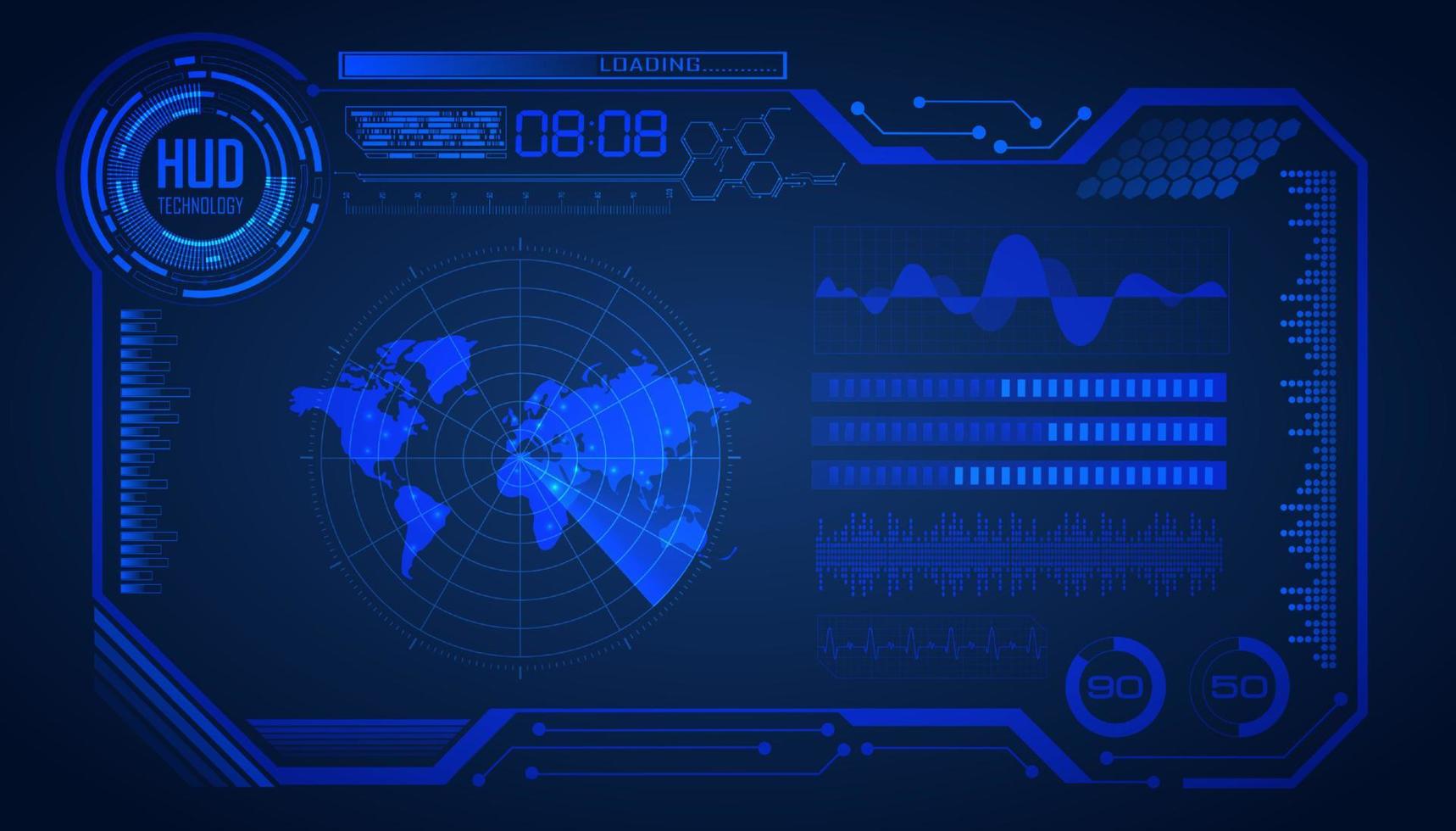 modern hud teknologi skärm bakgrund vektor