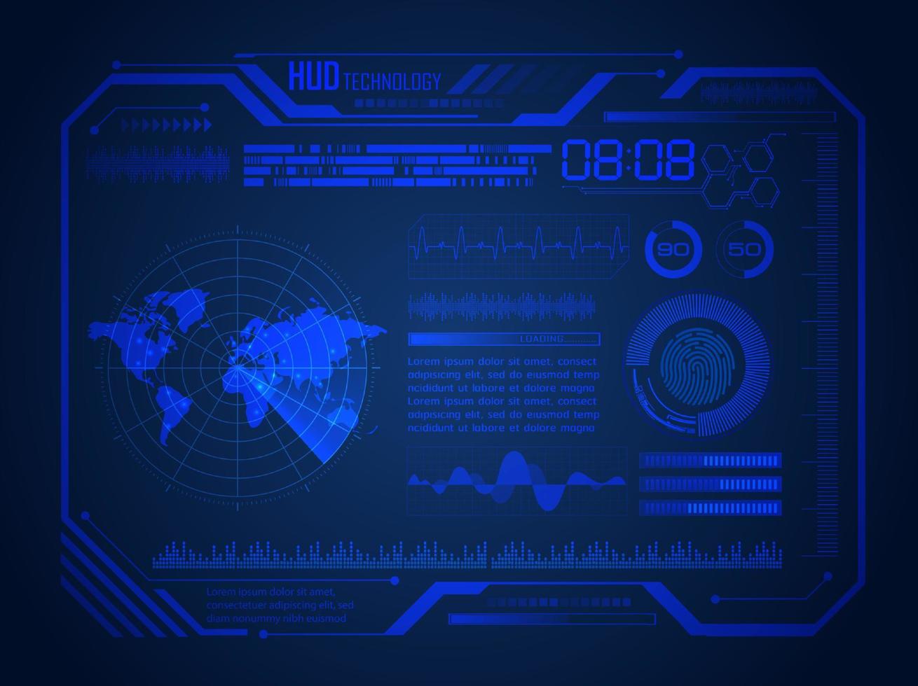 moderner hud-technologie-bildschirmhintergrund vektor