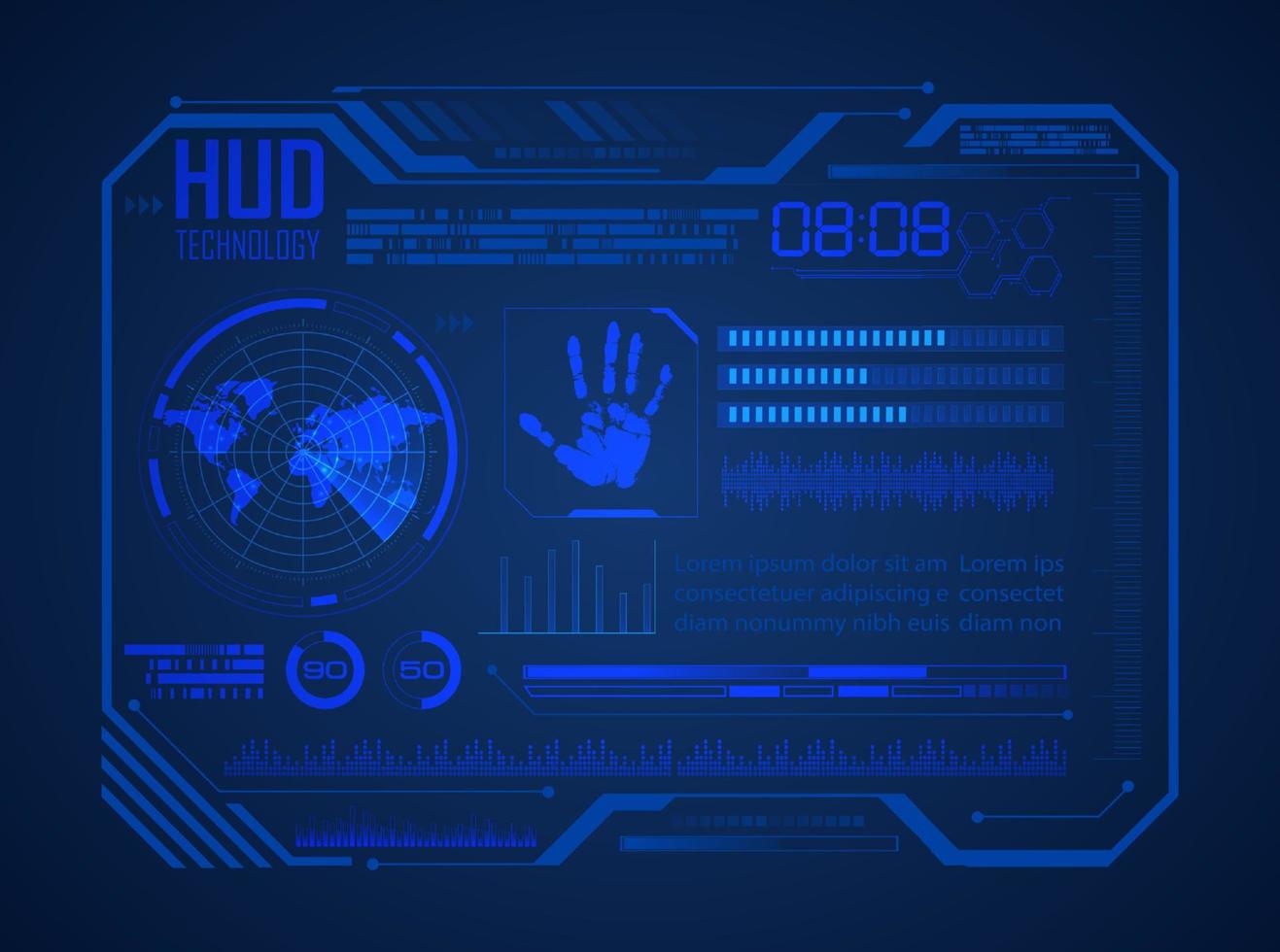 modern hud teknologi skärm bakgrund vektor