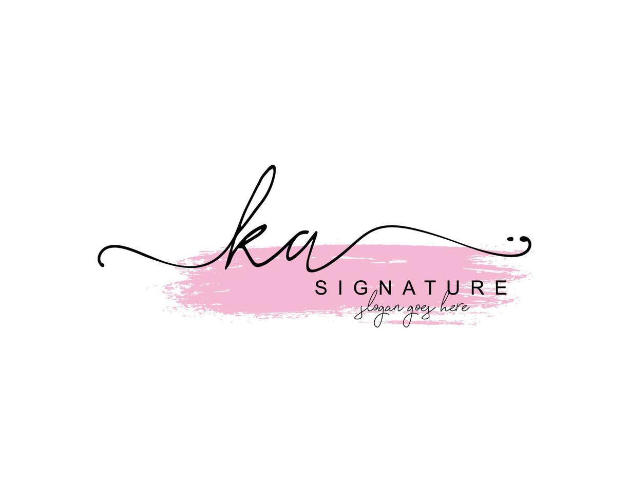 anfängliches ka-schönheitsmonogramm und elegantes logo-design, handschriftliches logo der ersten unterschrift, hochzeit, mode, blumen und botanik mit kreativer vorlage. vektor