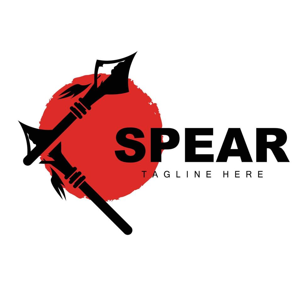 Speer-Logo, Langstrecken-Wurfwaffenziel-Icon-Design, Produkt- und Firmenmarken-Icon-Illustration vektor