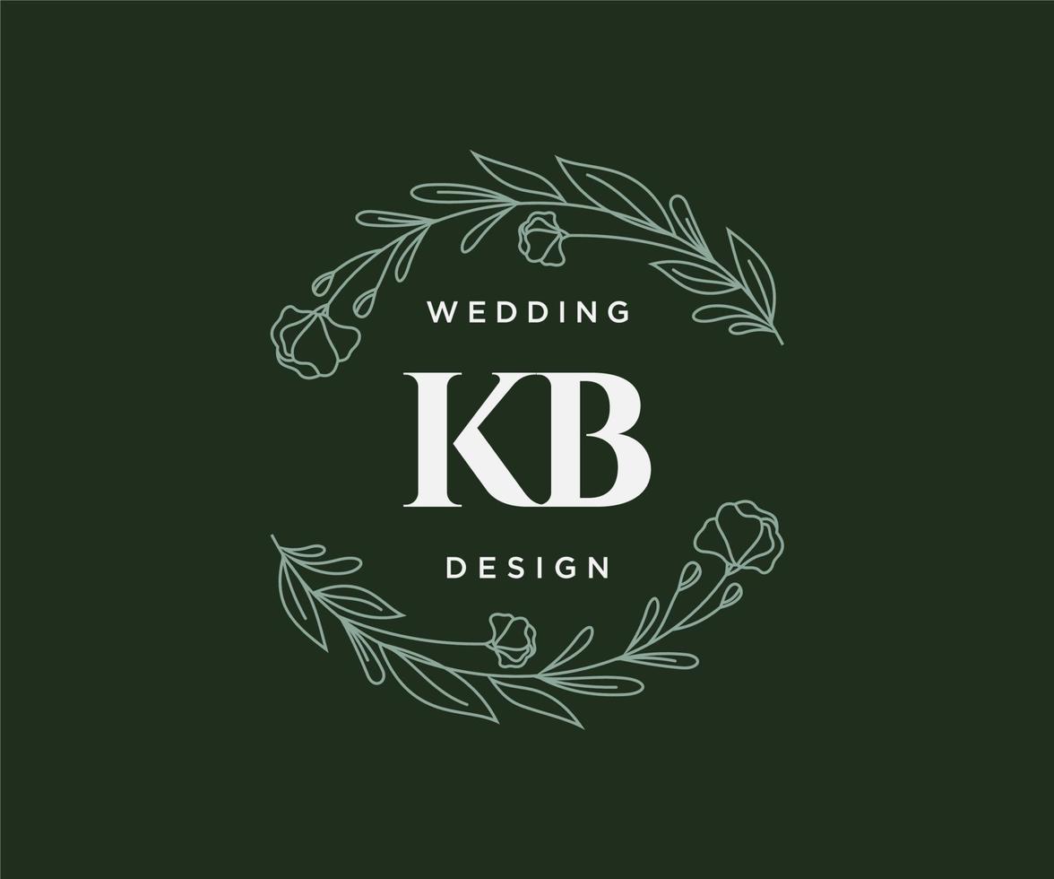 kb initialer brev bröllop monogram logotyper samling, hand dragen modern minimalistisk och blommig mallar för inbjudan kort, spara de datum, elegant identitet för restaurang, boutique, Kafé i vektor