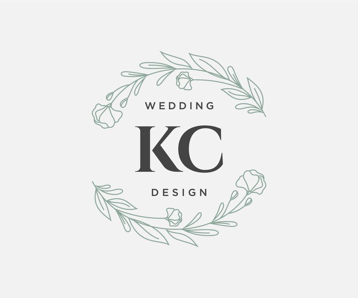 kc initialer brev bröllop monogram logotyper samling, hand dragen modern minimalistisk och blommig mallar för inbjudan kort, spara de datum, elegant identitet för restaurang, boutique, Kafé i vektor