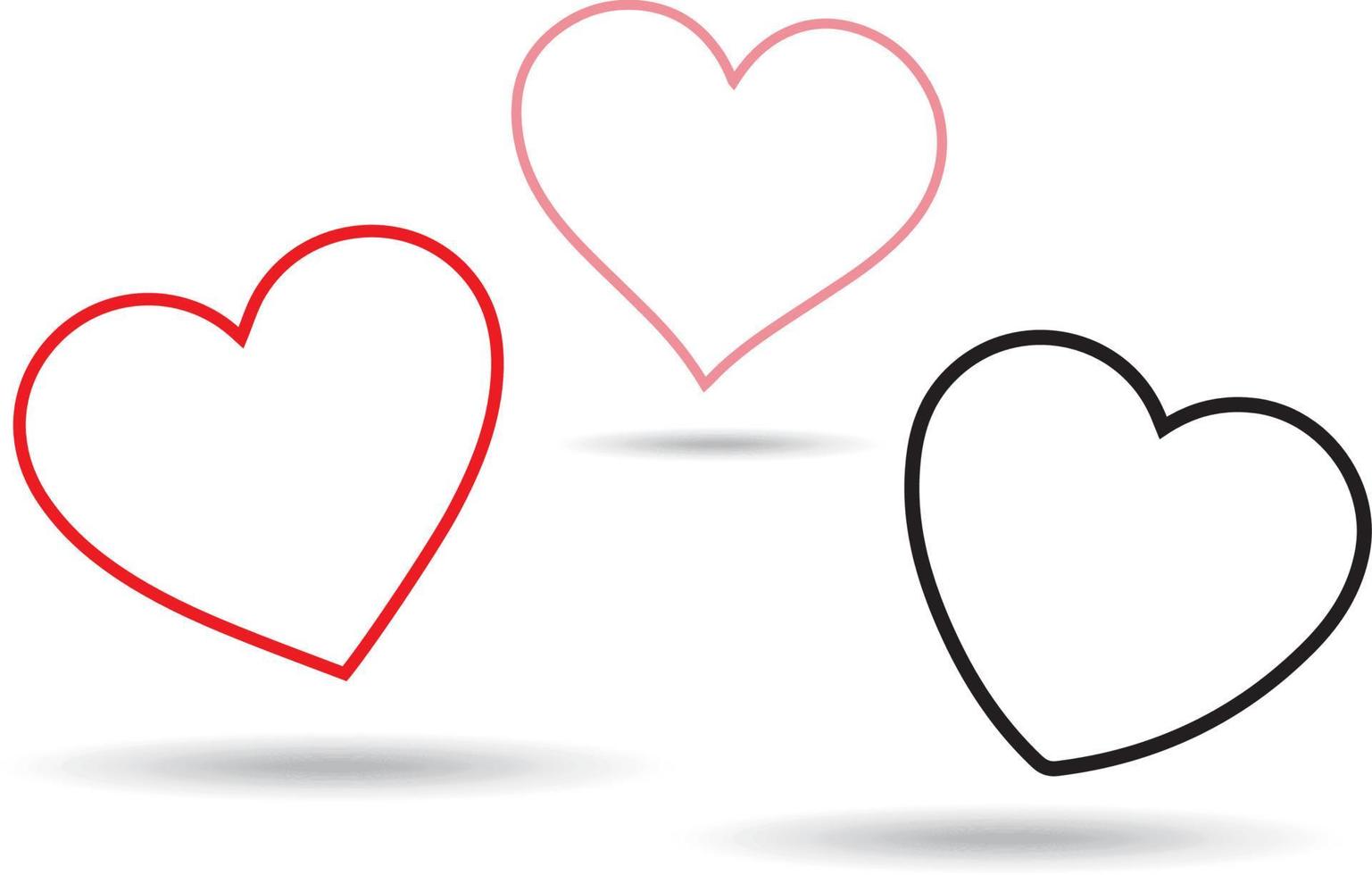 samling av hjärta illustrationer, kärlek symbol ikon uppsättning vektor