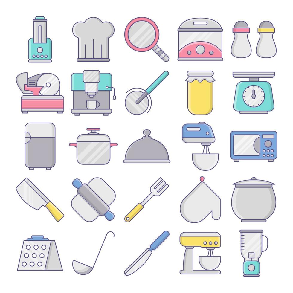 Küchengeschirr-Icons, geeignet für eine Vielzahl von digitalen Kreativprojekten. vektor