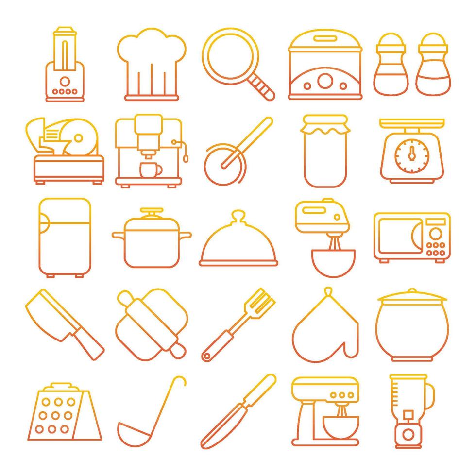 Küchengeschirr-Icons, geeignet für eine Vielzahl von digitalen Kreativprojekten. vektor