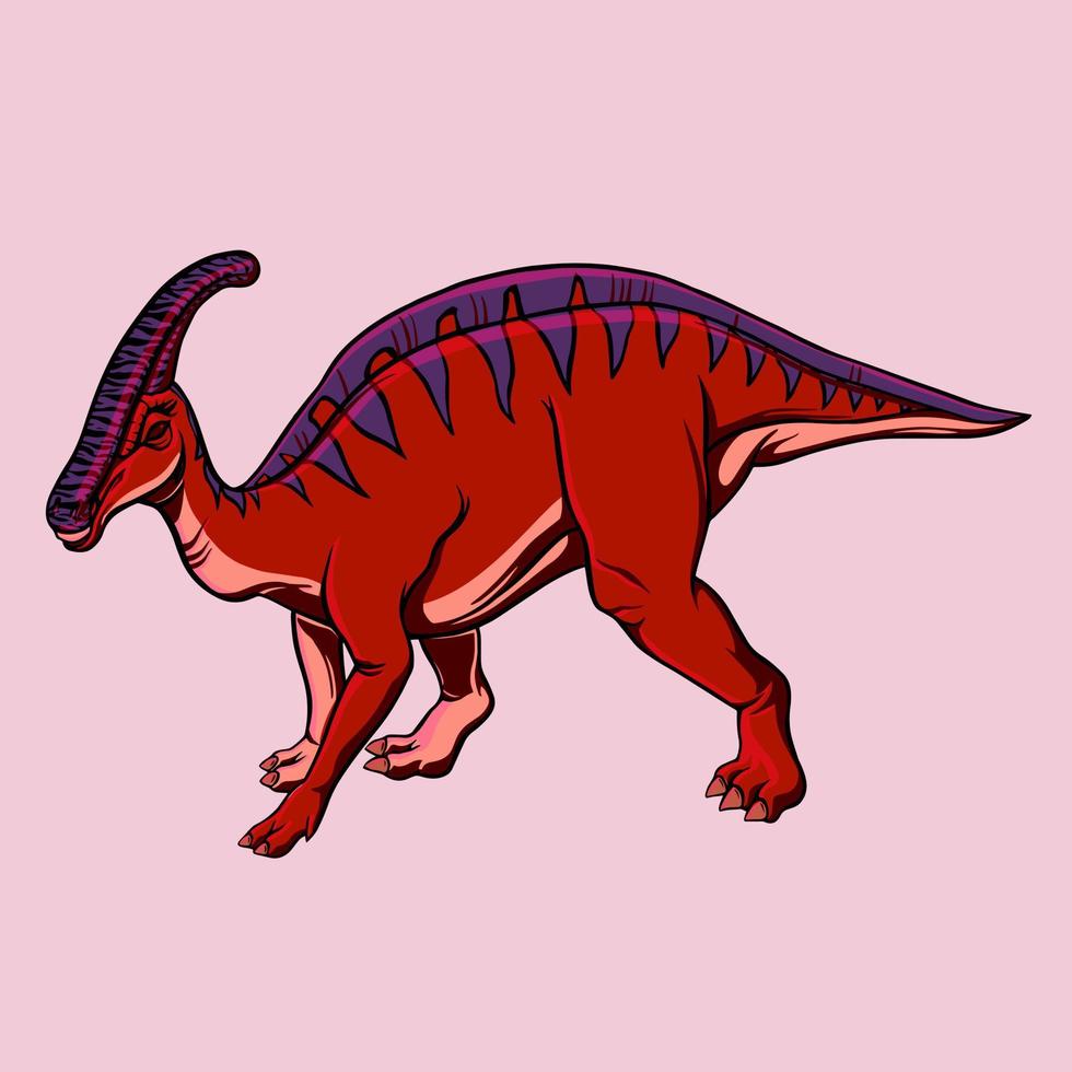 Farbkarikaturzeichnung des Hadrosaurus-Dinosauriers zum Drucken. Illustration für Kinder. Vektor-Cliparts vektor