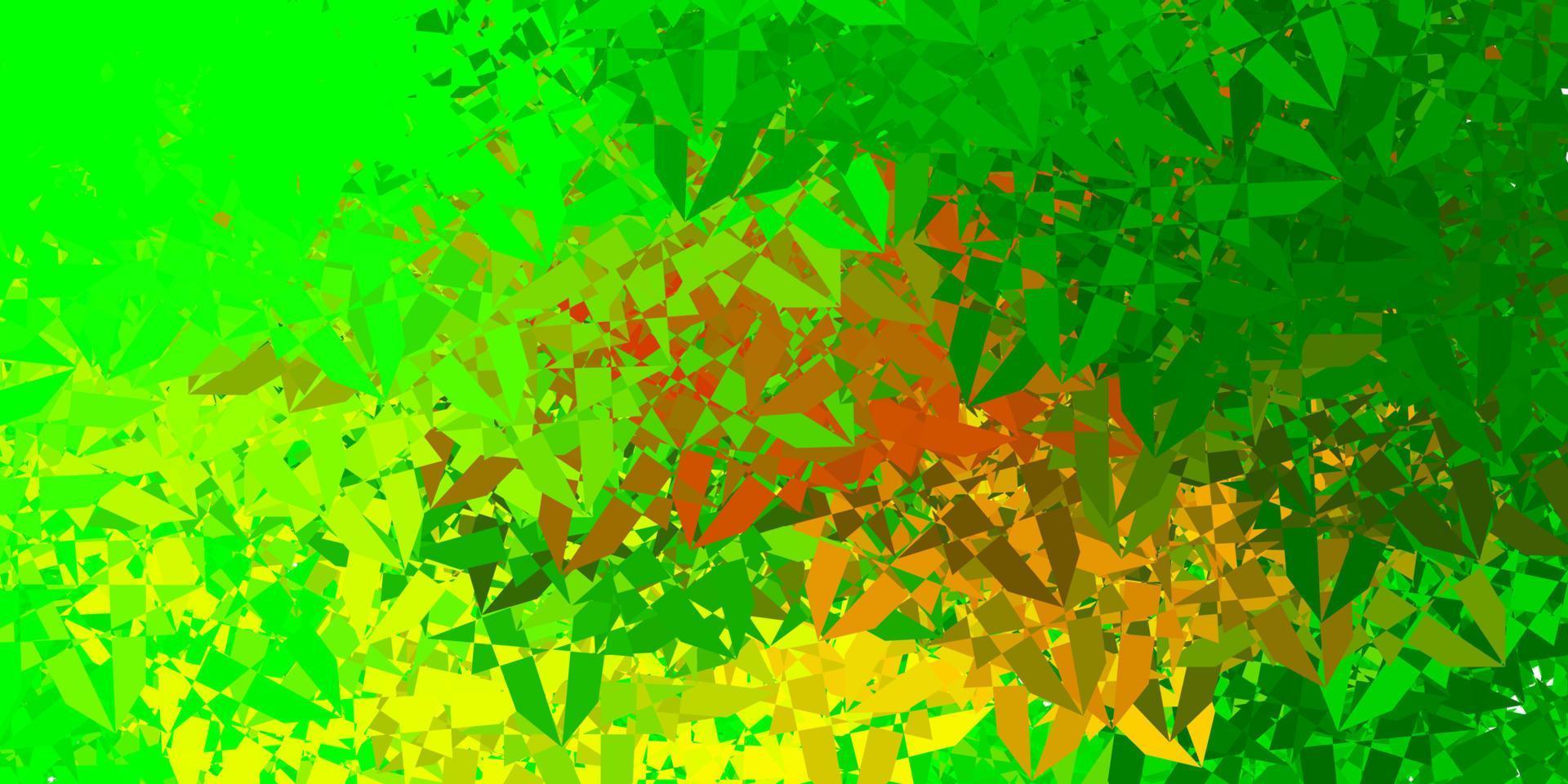 ljusgrön, gul vektormall med triangelformer. vektor