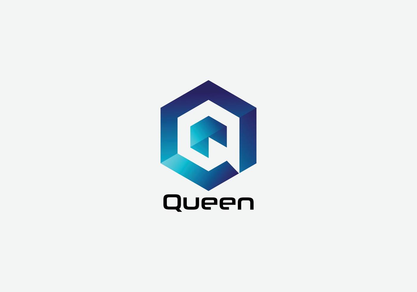 drottning abstrakt q första modern brev logotyp design vektor