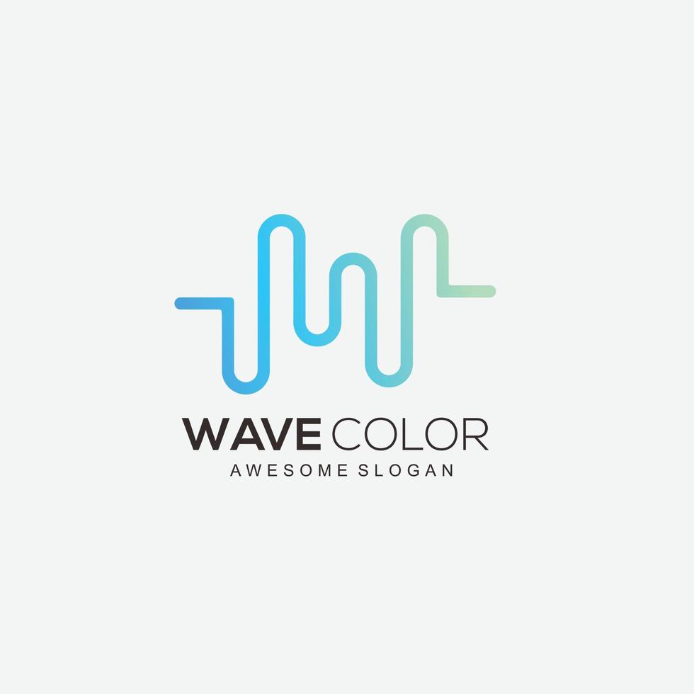 Wave Line Art Logo Farbverlauf Designvorlage vektor