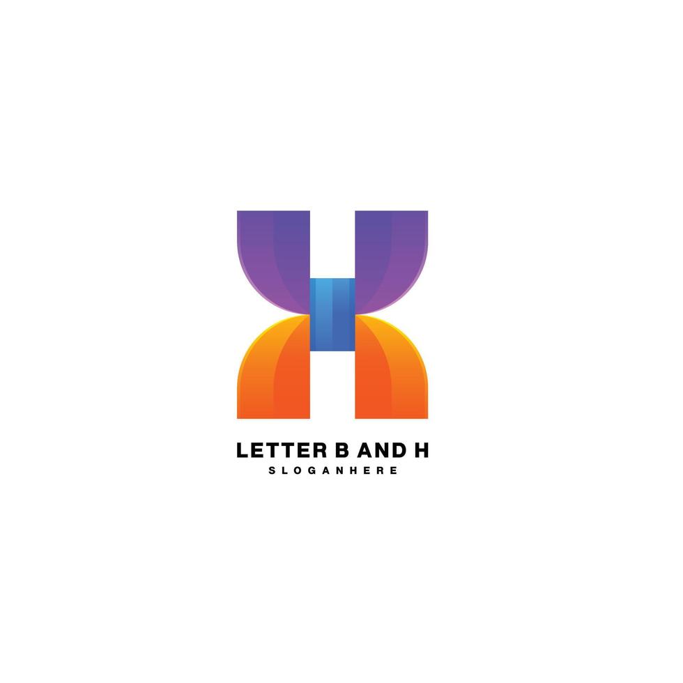 brev b och h logotyp design lutning färgrik symbol vektor