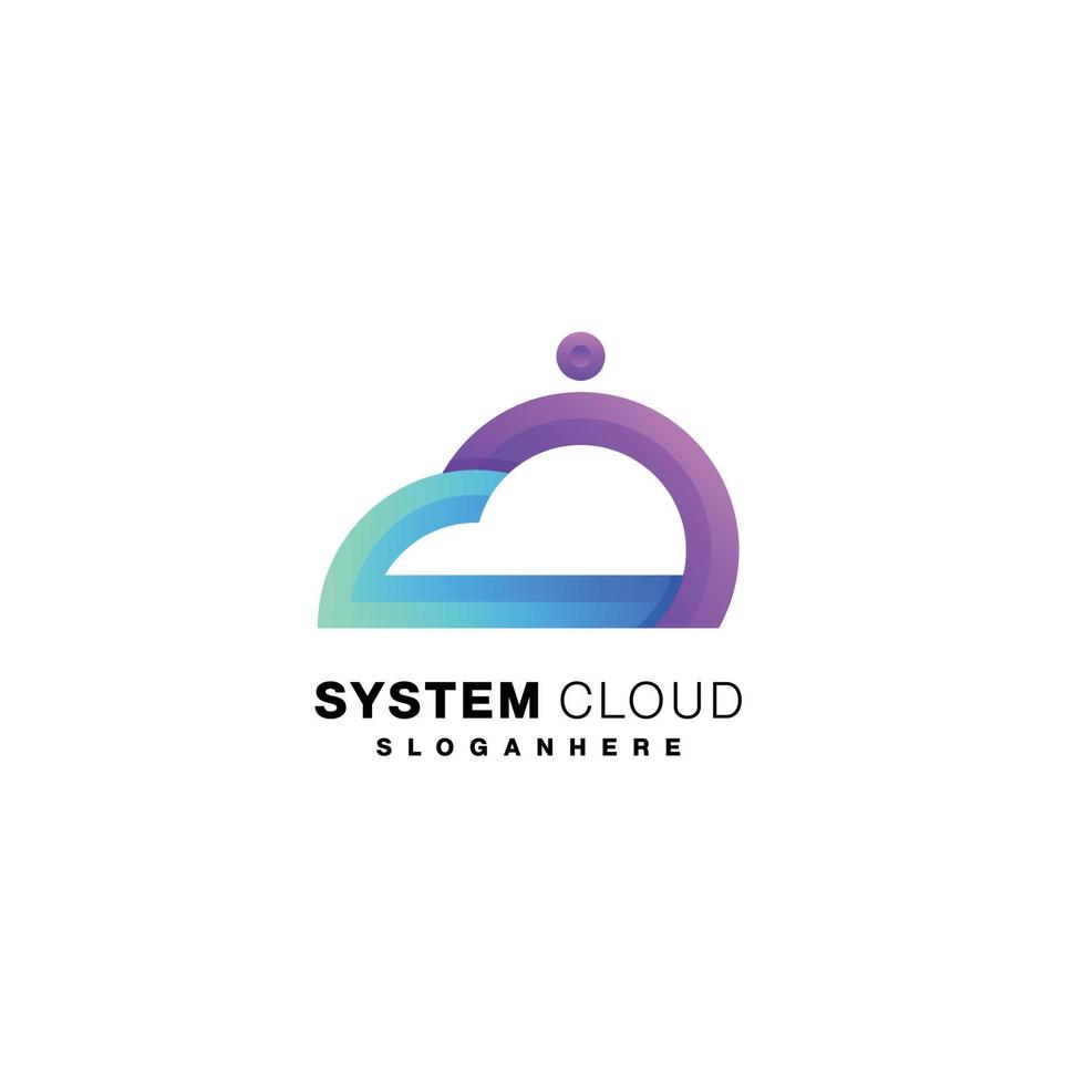 Cloud Logo Design Strichzeichnung Farbverlauf vektor