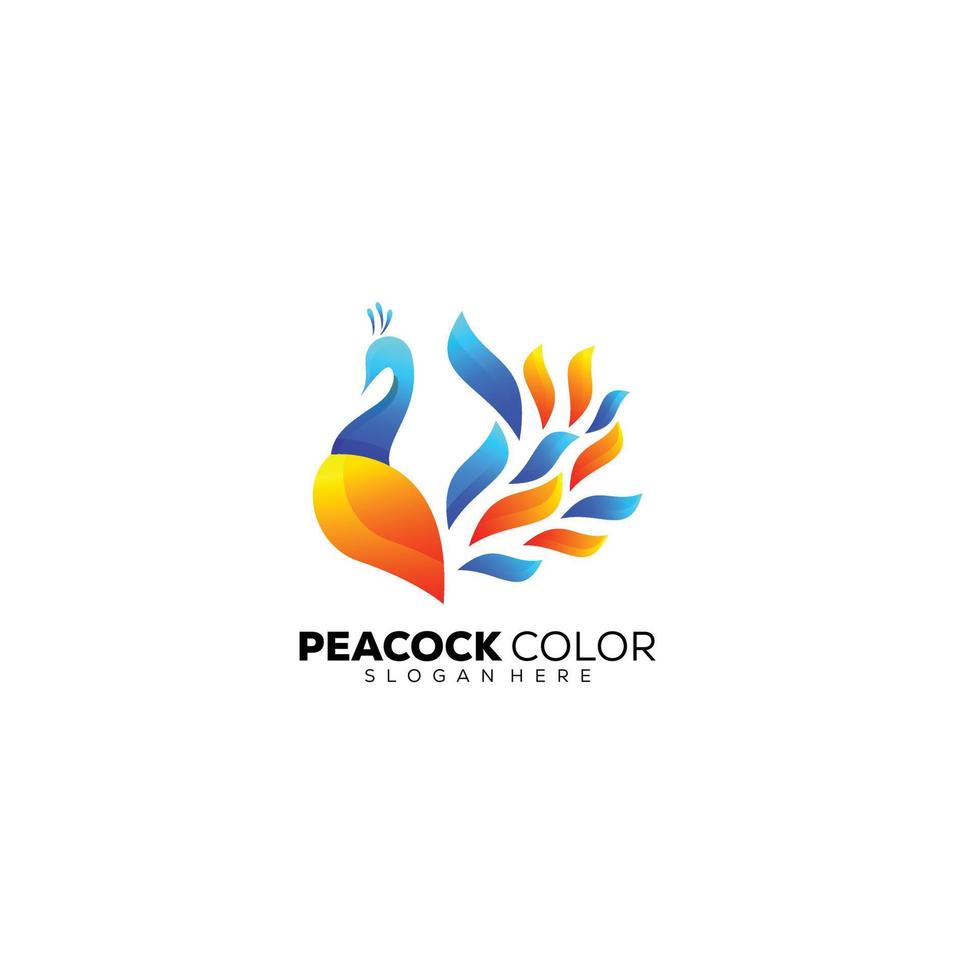 Pfau-Logo-Design Farbverlauf buntes Symbol vektor