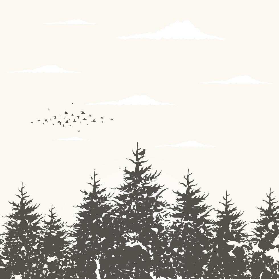 skog landskap mot de himmel. vektor illustration