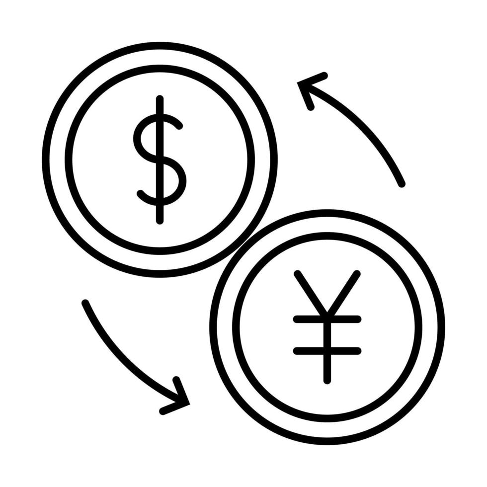 währungsbezogene Vektorliniensymbole. enthält Symbole wie Wechselkurs und Währungsprognose, Diagramm ändern vektor