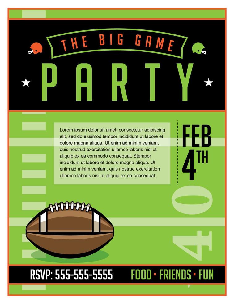 American-Football-Party-Flyer-Vorlagenillustration vektor