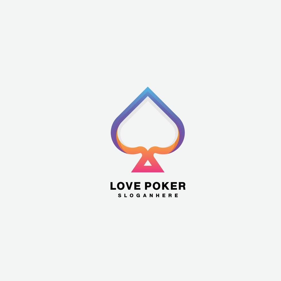 Love Poker Line Logo Design Verlaufsfarbe vektor