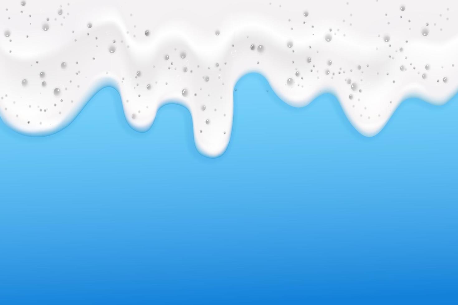 Badeschaum auf blauem Hintergrund isoliert. Shampoo-Blasen-Textur. Shampoo- und Badeschaum-Vektorillustration. vektor