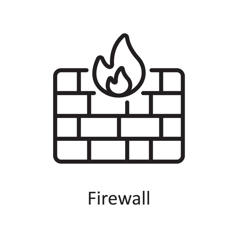 Firewall-Umriss-Icon-Design-Illustration. Symbol für Webhosting und Cloud-Dienste auf Datei mit weißem Hintergrund eps 10 vektor