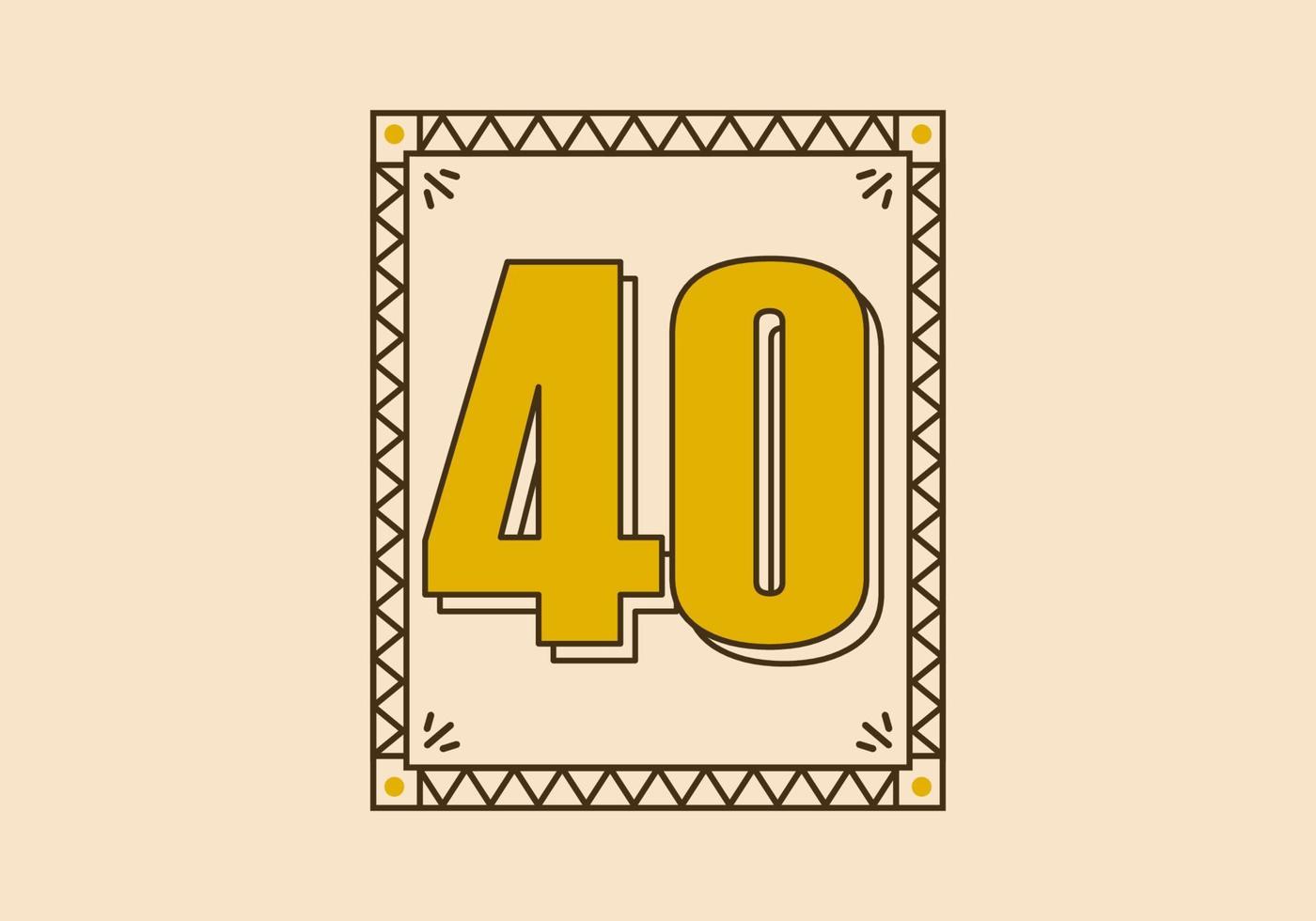 årgång rektangel ram med siffra 40 på den vektor